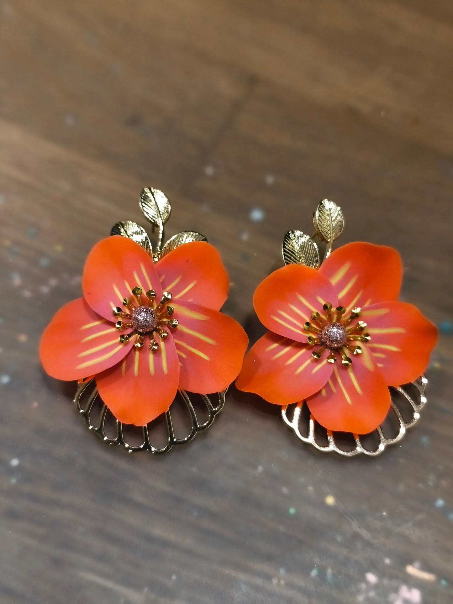 37 A- Boucles d'oreilles fleurie Pistil Art bijoux fleuris