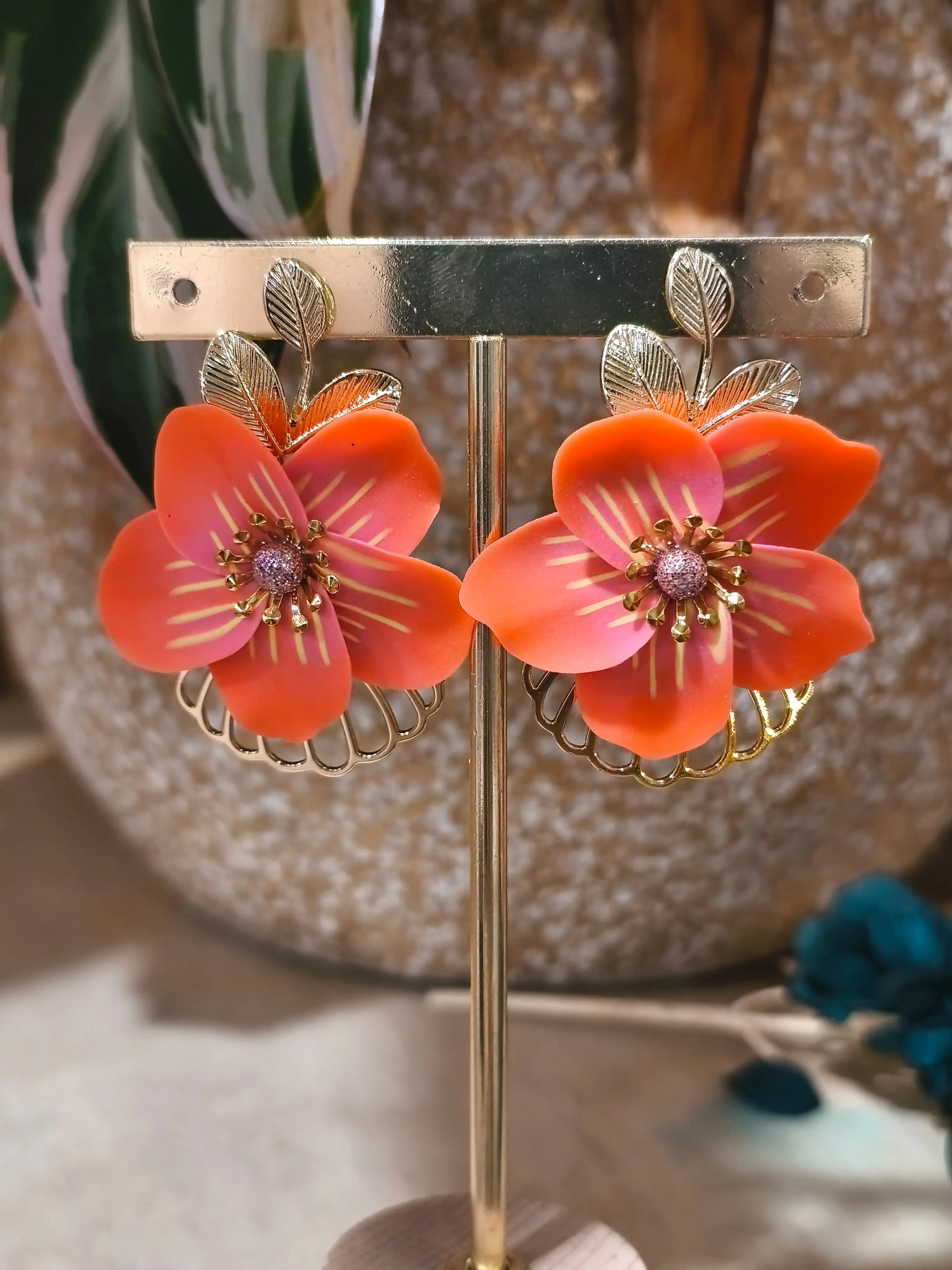 37 A- Boucles d'oreilles fleurie Pistil Art bijoux fleuris