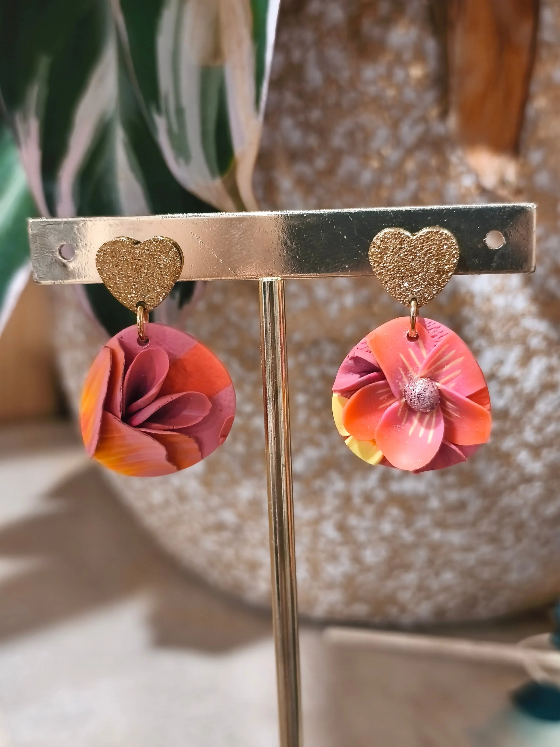 38 A- Boucles d'oreilles jardin fleuri Pistil Art bijoux fleuris