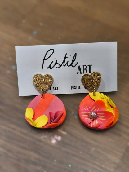 38 A- Boucles d'oreilles jardin fleuri Pistil Art bijoux fleuris