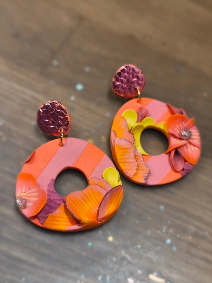 39 A- Boucles d'oreilles jardin fleuri Pistil Art bijoux fleuris