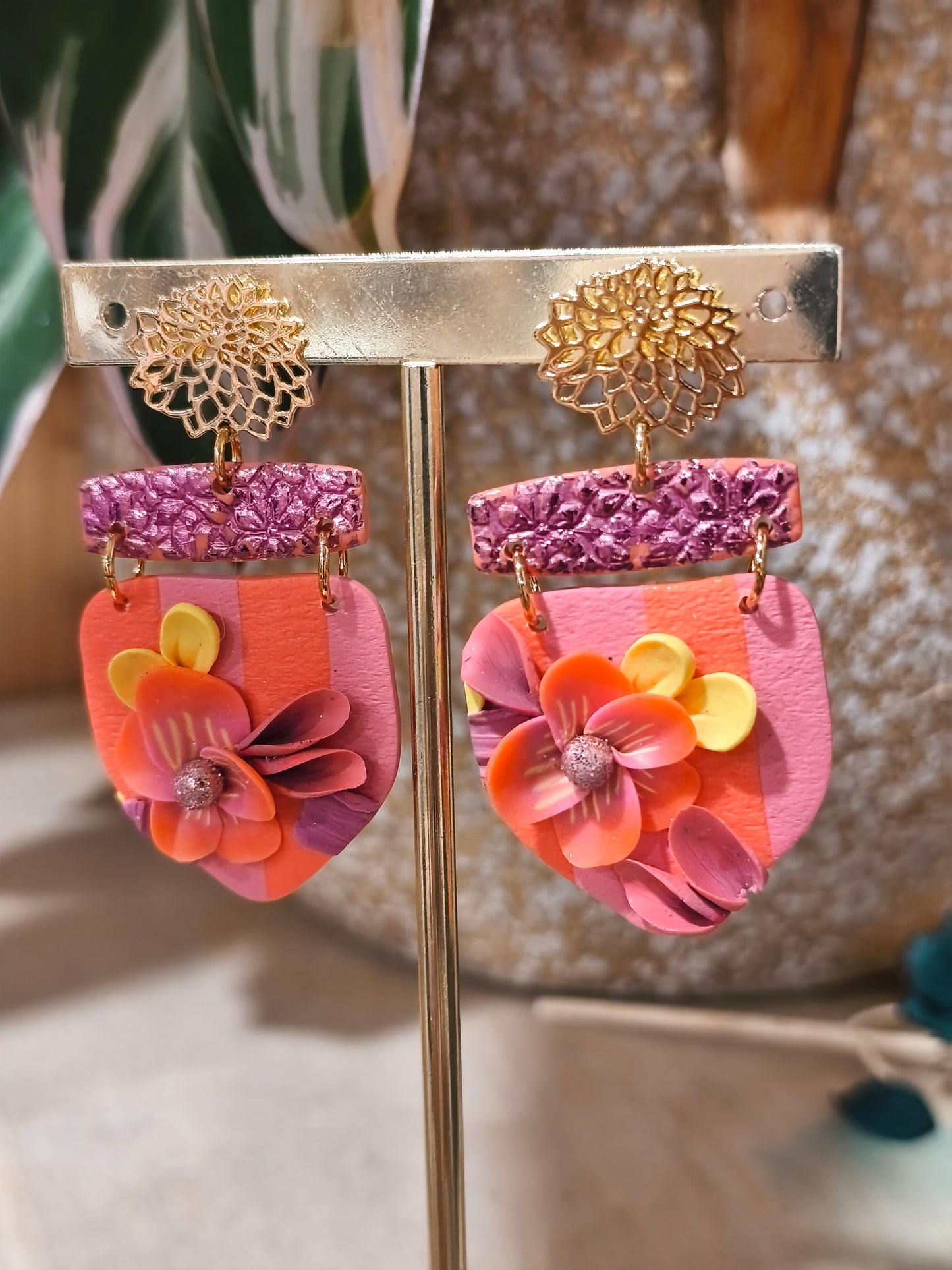 Boucles d'oreilles jardin fleuri