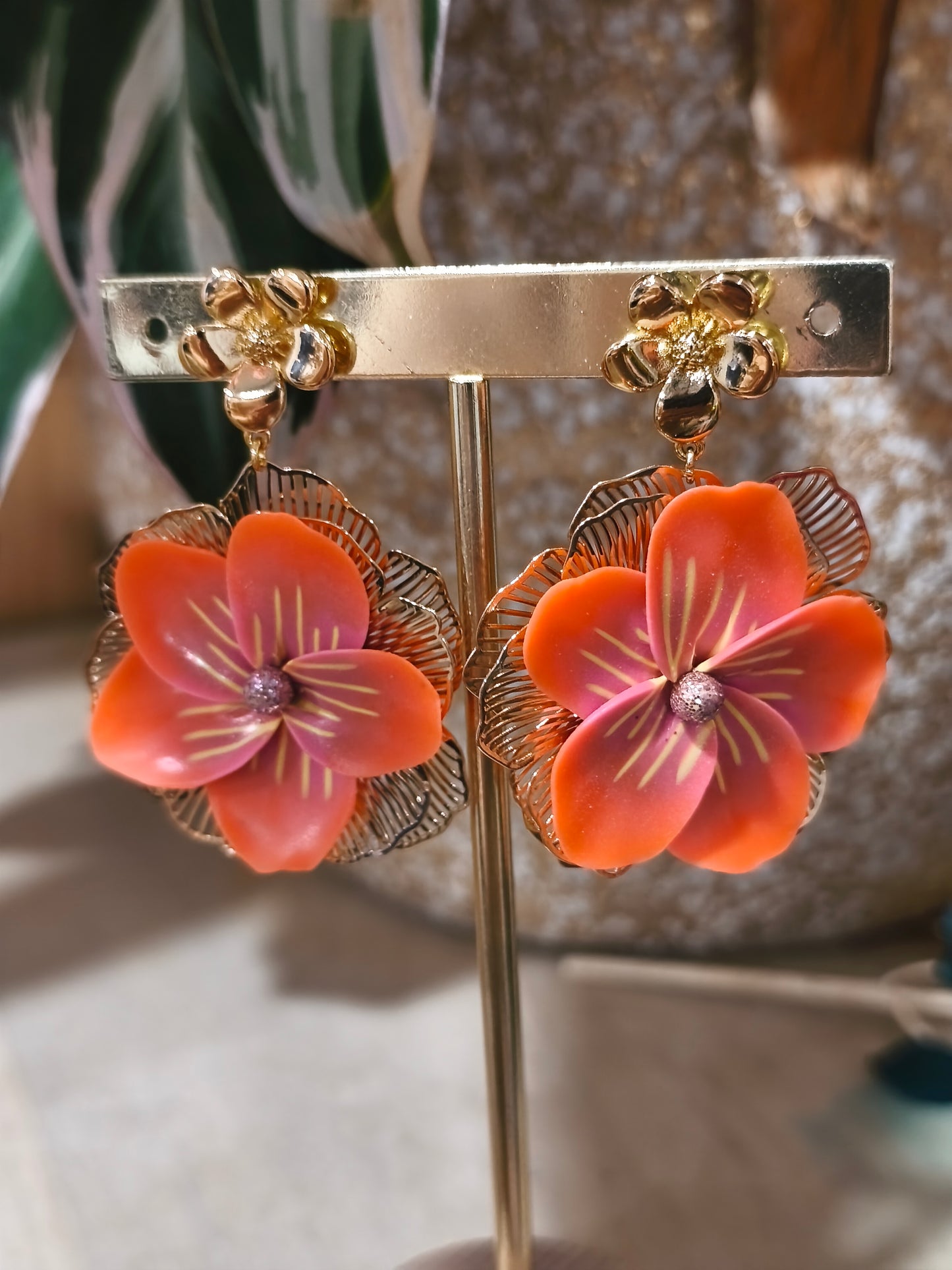 Boucles d'oreilles fleur Coralie