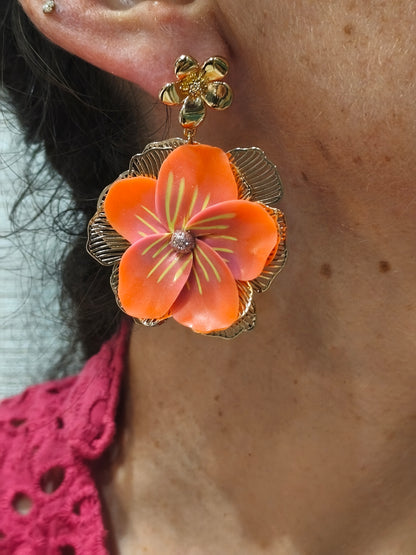 Boucles d'oreilles fleur Coralie