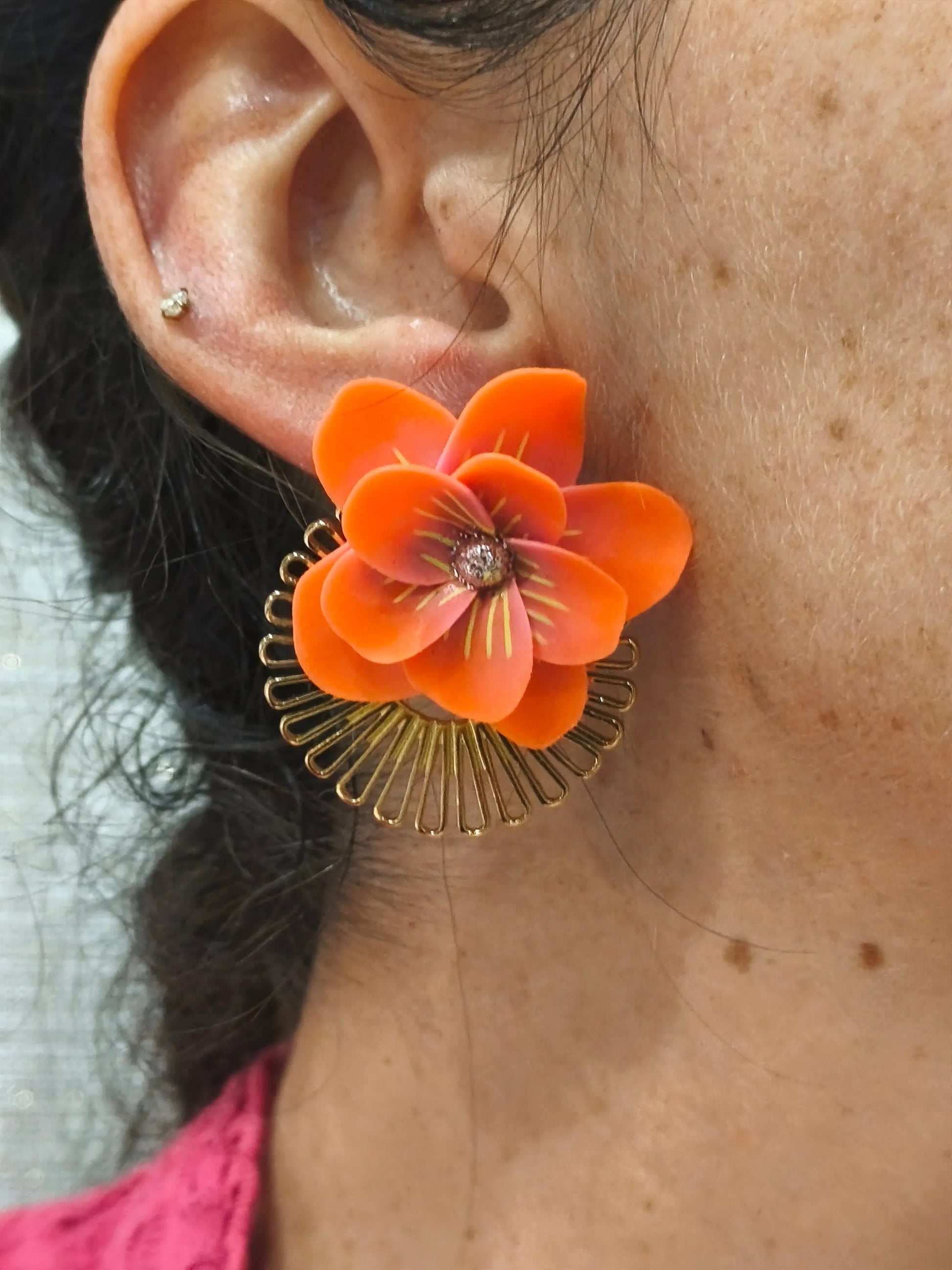 40 A- Boucles d'oreilles fleurie Pistil Art bijoux fleuris