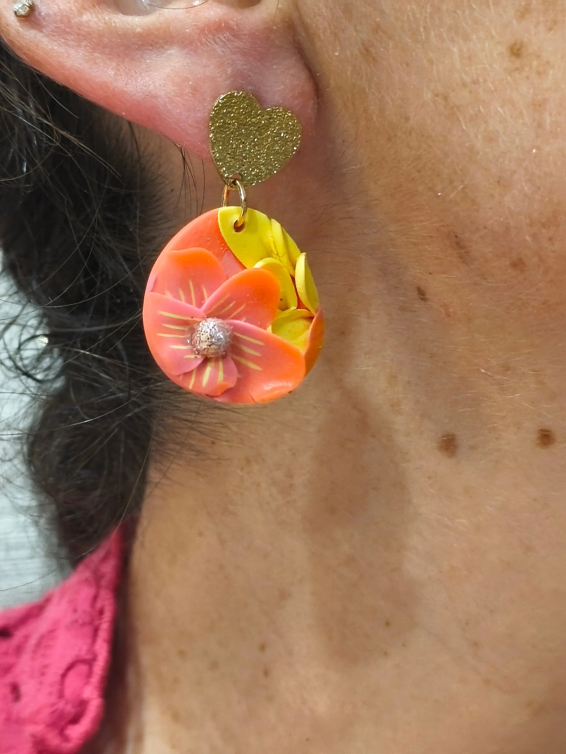 38 A- Boucles d'oreilles jardin fleuri Pistil Art bijoux fleuris