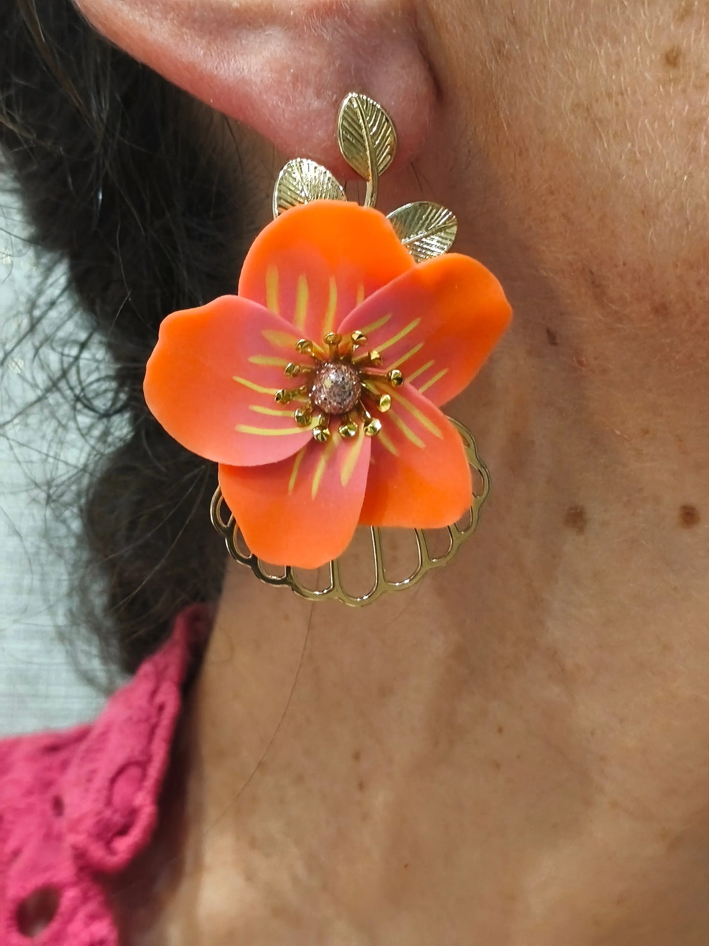 37 A- Boucles d'oreilles fleurie Pistil Art bijoux fleuris