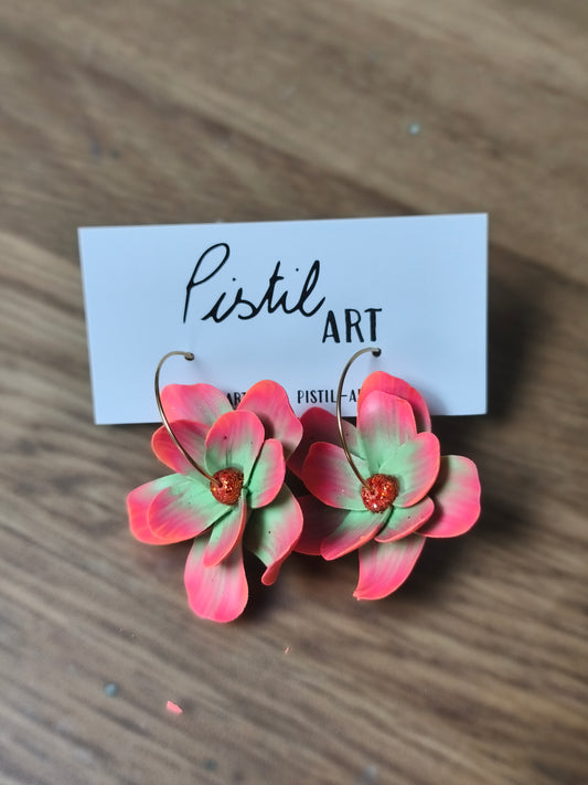 Boucles d'oreilles créole fleur