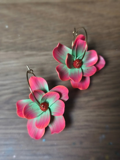 Boucles d'oreilles créole fleur